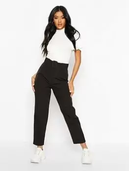 Image of Boohoo Wide Buckle Belt Straight Trouser - Black, Size 12, Women