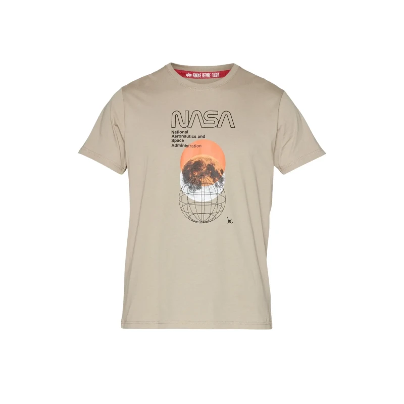 Image of alpha industries T-Shirt Alpha Industries Nasa Orbit Beige Male S