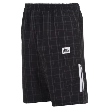 Image of Lonsdale Check Shorts Mens - Black