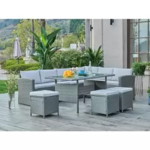 Image of Cairo Grey Corner Sofa Set w/ Stools & Cover