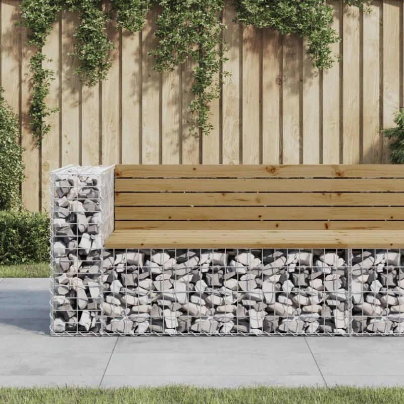 Image of vidaXL Garden Bench Gabion Design 122x71x65.5cm Impregnated Wood Pine, Brown 834385