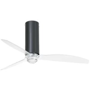 Image of Faro TUBE LED Shiny Black, Transparent Ceiling Fan with DC Motor, 3000K