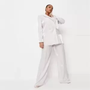 Image of Missguided Plus Size Shimmer Wide Leg Trousers - Blue