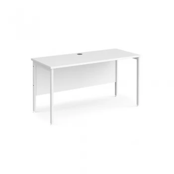 Image of Office Desk 1400mm Rectangular Desk With H-Frame Leg White Tops With White Frames 600mm Depth Maestro 25