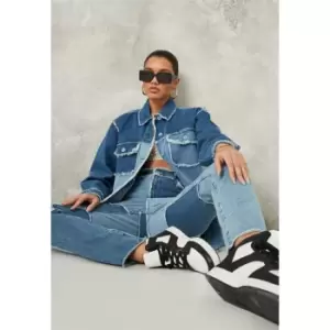 Image of Missguided Detail Oversized Shirt Co Ord - Blue
