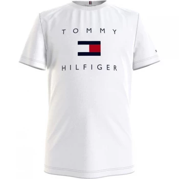 Image of Tommy Hilfiger Flag Logo T Shirt - White YBR