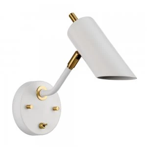 Image of 1 Light Wall Spotlight White Aged Brass