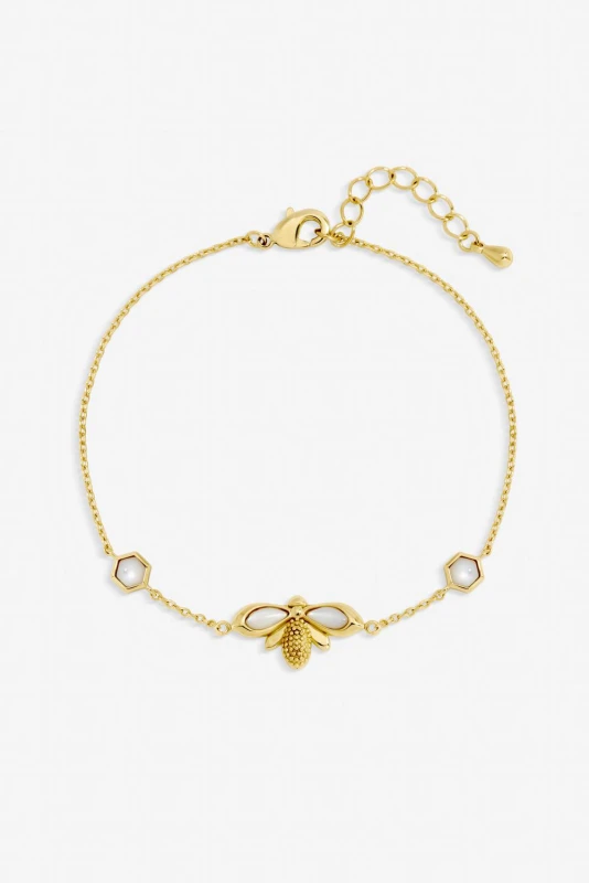 Image of Jon Richard Womens Gold Plated & Mother of Pearl Bumblebee Bracelet Gold Female One Size
