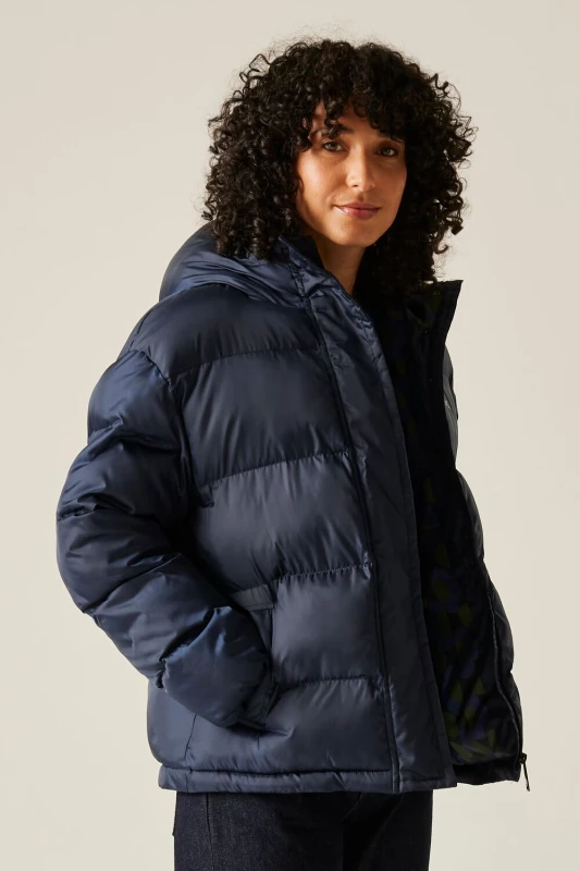 Image of Regatta Womens 'Orla Kiely' Oversized Quilted Jacket in Navy Size: 14 Navy Female 14
