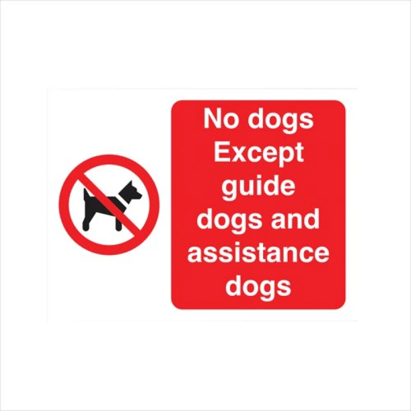 Image of No Dogs Except Guide And Assistance Dogs Sign Self Adhesive 150x200mm White/Red Y7174190