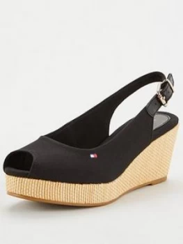 Image of Tommy Hilfiger Iconic Elba Sling Back Wedges - Black