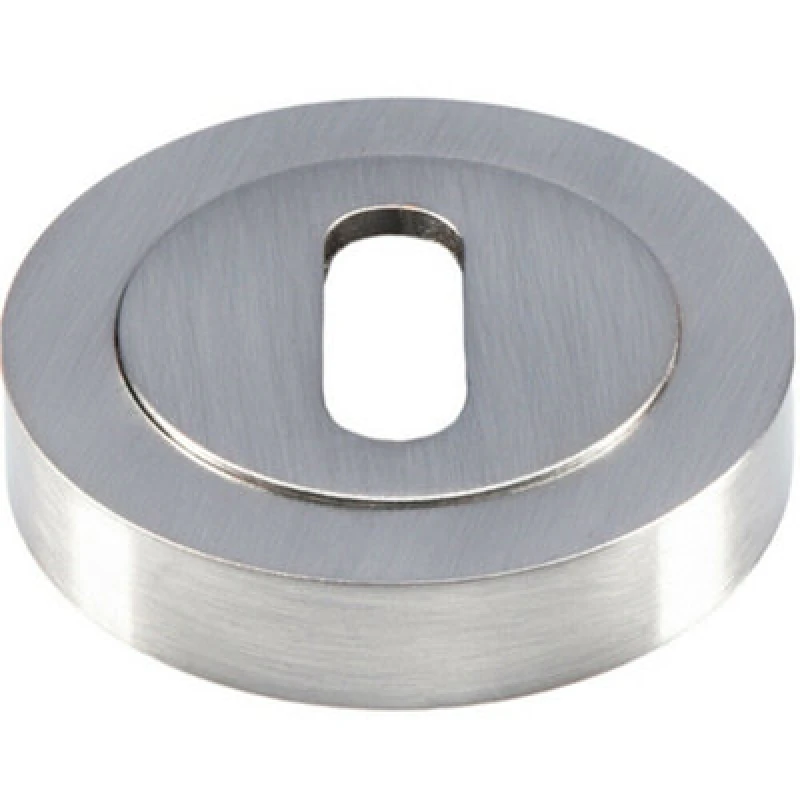 Image of Loops 50mm Lock Profile Round Escutcheon Concealed Fix Satin Nickel Keyhole Cover Metallics unisex
