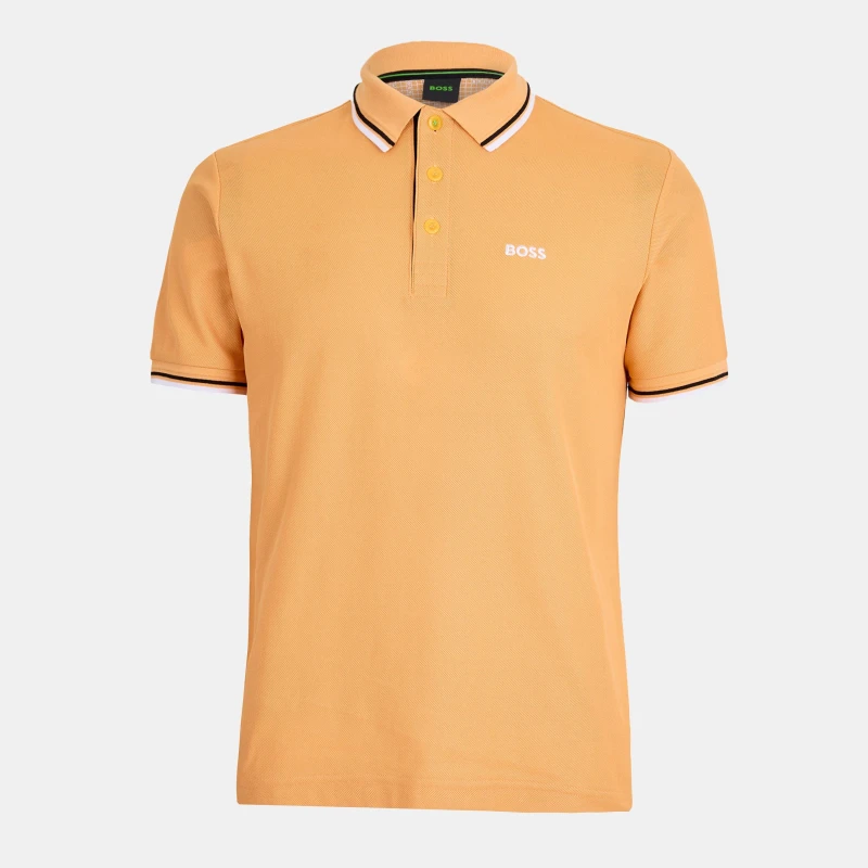 Image of Boss Mens Paddy Short-Sleeve Polo Shirt Open Orange male S