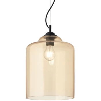 Image of Ideal Lux Lighting - Ideal Lux Bistro' - 1 Light Dome Ceiling Pendant Light Amber, E27