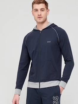 Image of BOSS Bodywear Mix & Match Lounge Zip Through Hoodie - Navy Size M Men