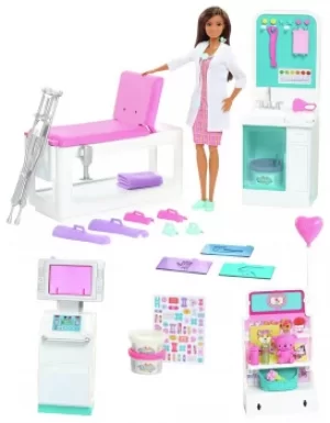 Image of Barbie Fast Cast Clinic Playset with Barbie Doctor Doll