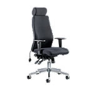 Image of Posture Chair Onyx Ergo With Headrest Black Fabric With Adjustable Arms