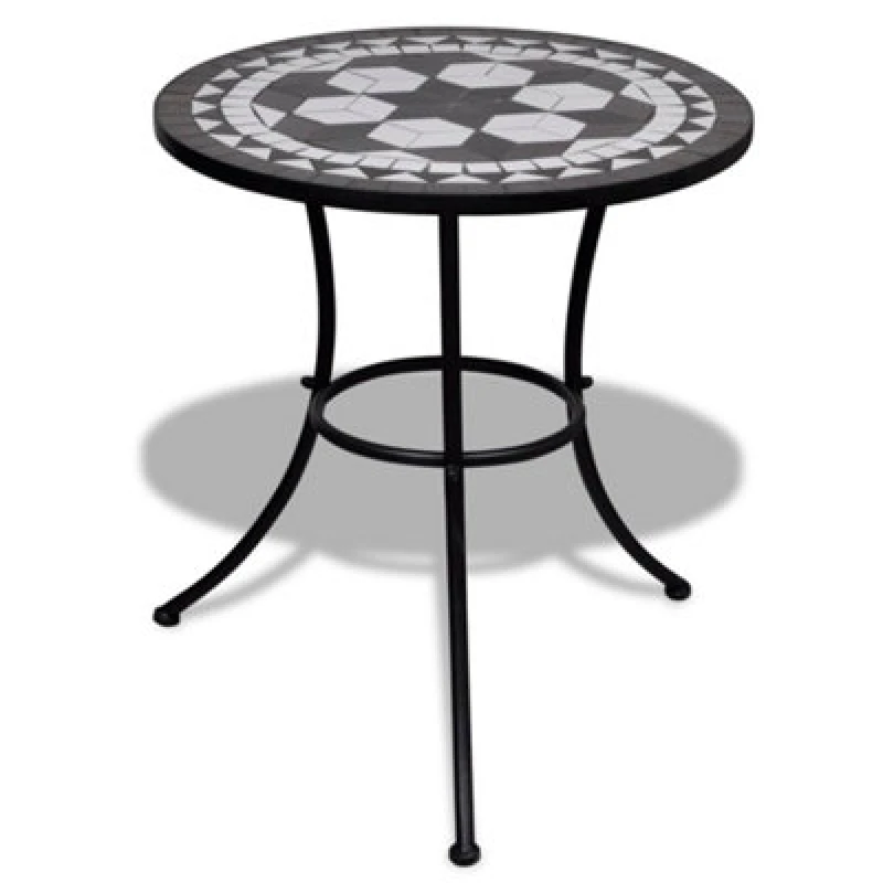 Image of vidaXL Mosaic Table 60cm Black and White Outdoor Garden Patio Balcony Desk