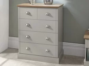 Image of GFW Kendal Light Grey and Oak 23 Drawer Chest of Drawers Flat Packed