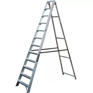 Image of 2.6m Aluminium Swingback Step Ladders 12 Tread Professional Lightweight Steps