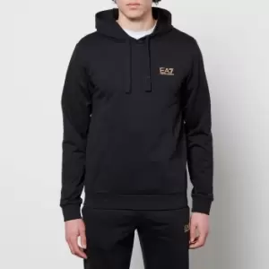 Image of EA7 Mens Core Identity French Terry Hoodie - Black/Gold - M
