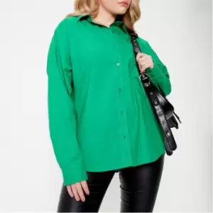 Image of I Saw It First Ultimate Oversized Cotton Poplin Dad Shirt - Green