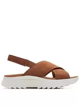 Image of Clarks Dashlite Wish Wedges - Dark Tan Suede, Brown, Size 7, Women