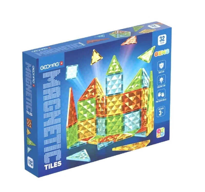 Image of Geomag Magnetic Tiles Gems 32 Pieces Size: 1 Pack Multicolor Unisex 1 Pack