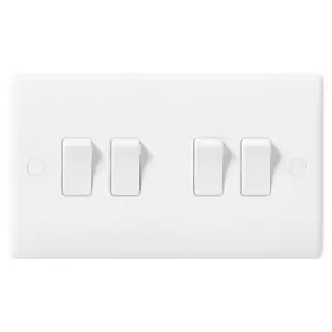 Image of BG Nexus White 4 Gang 2 Way Rocker Switch 10A - 844