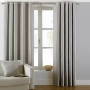 Image of Riva Paoletti Atlantic Woven Twill Lined Eyelet Curtains, Natural, 90 x 72 Inch