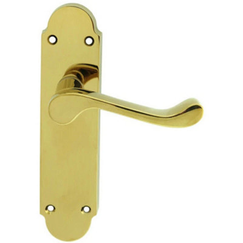 Image of Loops PAIR Victorian Upturned Handle on Latch Backplate 170 x 42mm Polished Brass Metallics