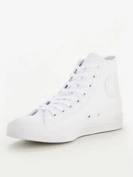 Image of Converse Chuck Taylor All Star Leather Hi - White/White, Size 7.5, Men