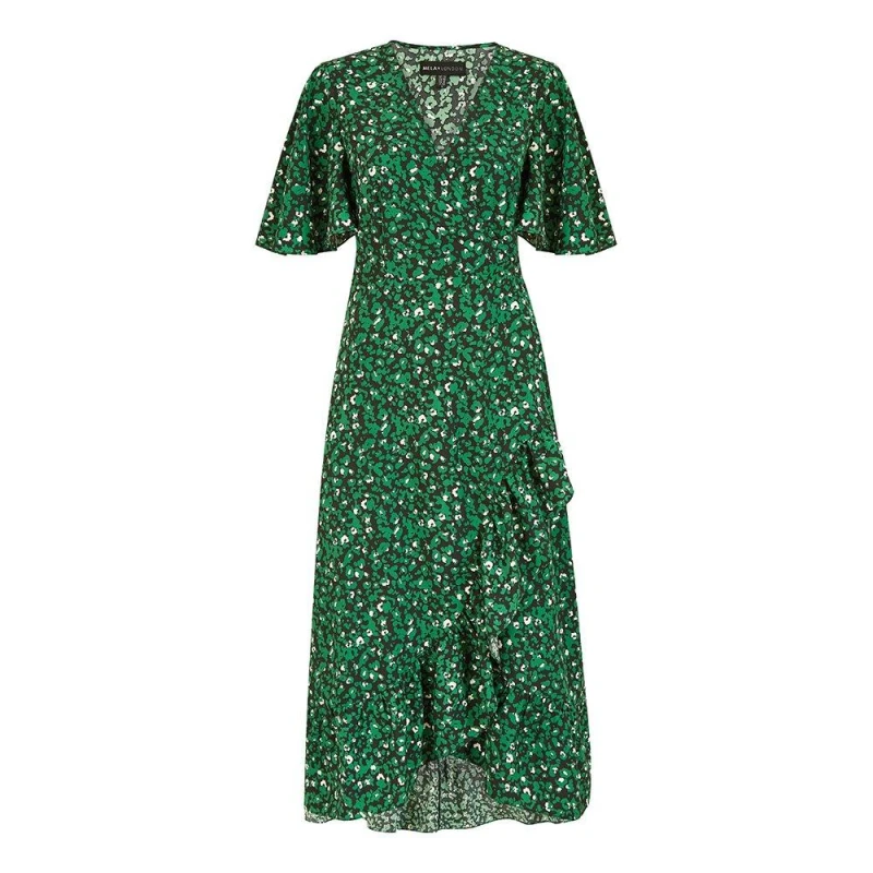 Image of Mela Mela Green Leopard Print Wrap Dress Green female