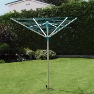 Image of JVL 4 Arm Aluminium Rotary Clothes Airer, 40m Silver