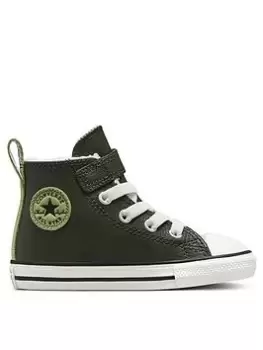 Image of Converse Infant Converse Chuck Taylor All Star 1v Lined Leather High Top, Khaki, Size 5