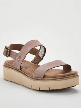 Image of Timberland Safari Dawn 2 Band Chunky Low Flatform Wedge Sandal - Taupe