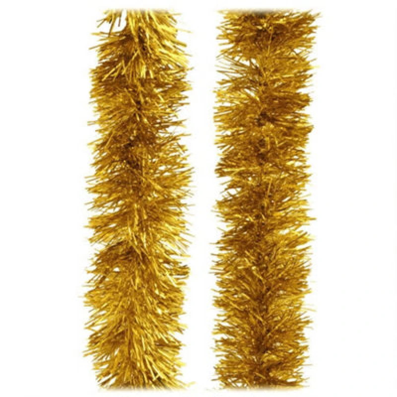 Image of Shatchi Shiny Thick Tinsel For Christmas Trees And Decoration, 2M Long, 11Cm Wide Gold