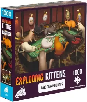 Image of Exploding Kittens Cats Playing Craps Jigsaw Puzzle - 1000 Pieces