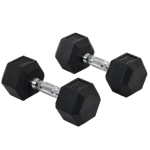 Image of 8kg Rubber Dumbbell Set, Black