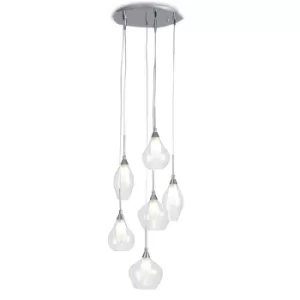 Image of SKYLINE 6 Light Cluster Pendant Ceiling Light Transparent 42x22.5cm