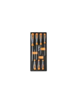 Image of Beta Tools M170 7pc "Max" Flat/Slotted Screwdriver Set Soft Tray for Roller Cab