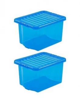 Image of Wham Set Of 2 Blue Crystal Plastic Storage Boxes