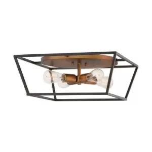 Image of Hinkley Fulton Multi Arm Semi Flush Ceiling Lamp Bronze with Heirloom Brass Accents