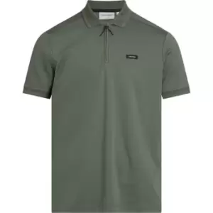 Image of Calvin Klein Mix Media Nylon Interlock Polo - Green