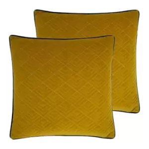 Image of Furn. Deco Twin Pack Polyester Filled Cushions Mustard/Navy