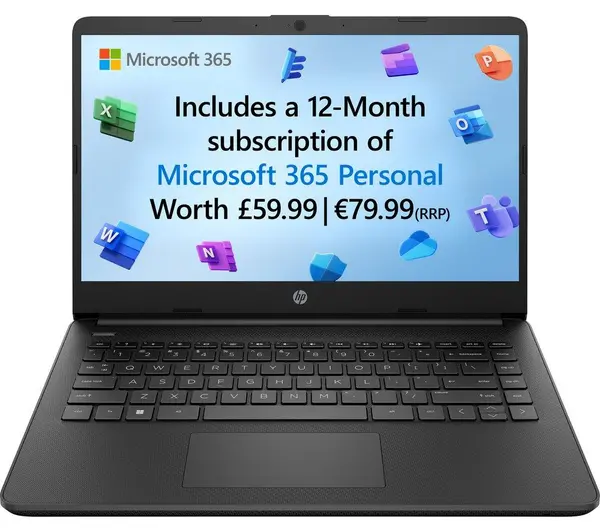 Image of HP 14s-dq0518sa 14" Laptop - Intel Celeron, 128GB eMMC, Black 197192652466