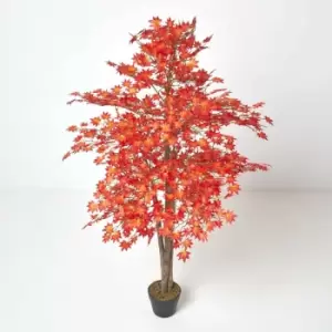 Image of Homescapes - Red Maple Tree Artificial Plant with Pot, 160cm - Red
