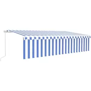 Image of Vidaxl - Manual Retractable Awning with Blind 6x3m Blue&White Blue