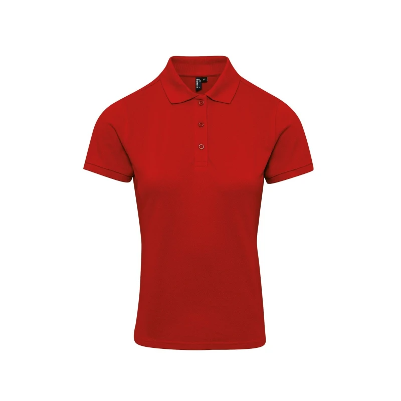 Image of Premier Womens Coolchecker Plus Piqu Polo With CoolPlus in Red Size: XS Red Female XS