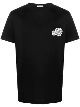 Image of MONCLER Double Logo T-Shirt Black